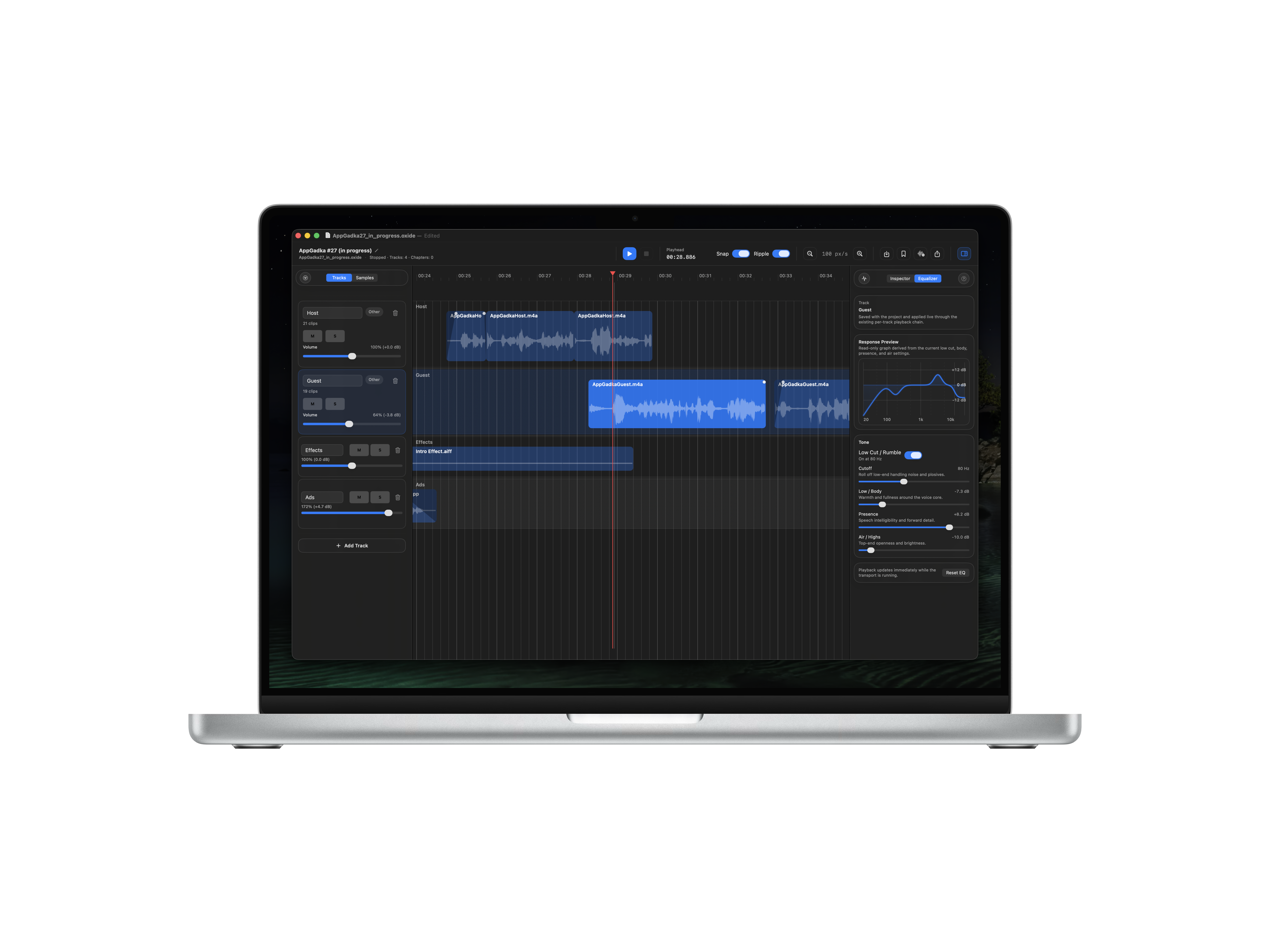 oxide macOS audio editor timeline preview